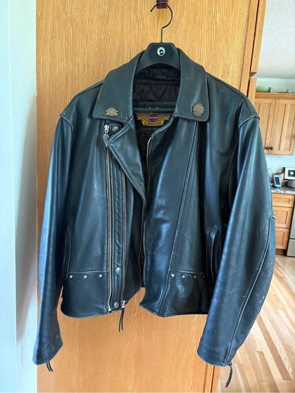 Harley-Davidson Vintage 1993 Fatboy Black Leather Motorcycle Jacket 🔥